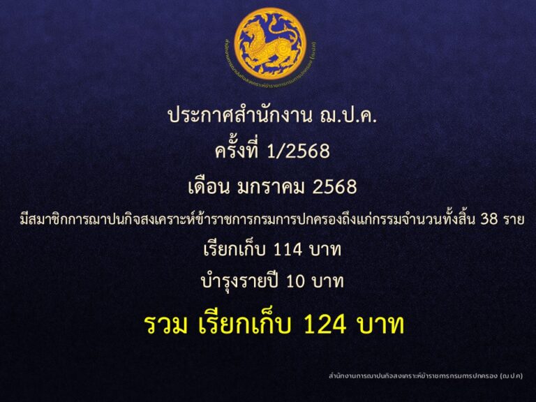 ประกาศสำนักงาน ฌ.ป.ค. ครั้งที่ 1/2568